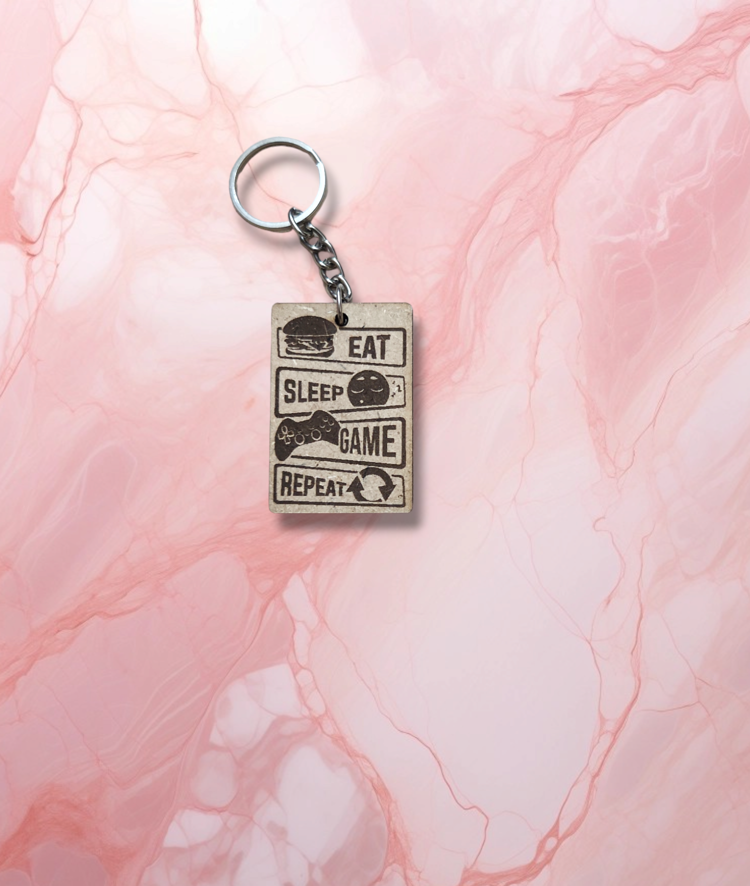Eat-sleep-game-repeat-personalised keychain