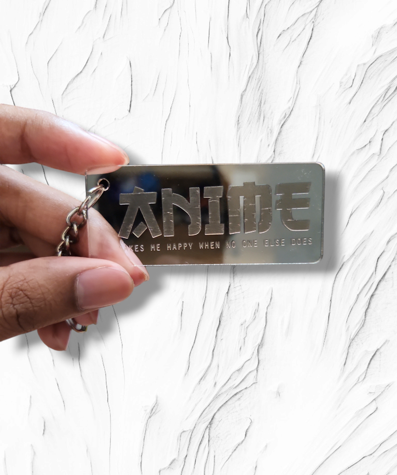 Anime makes me happy personalised keychain