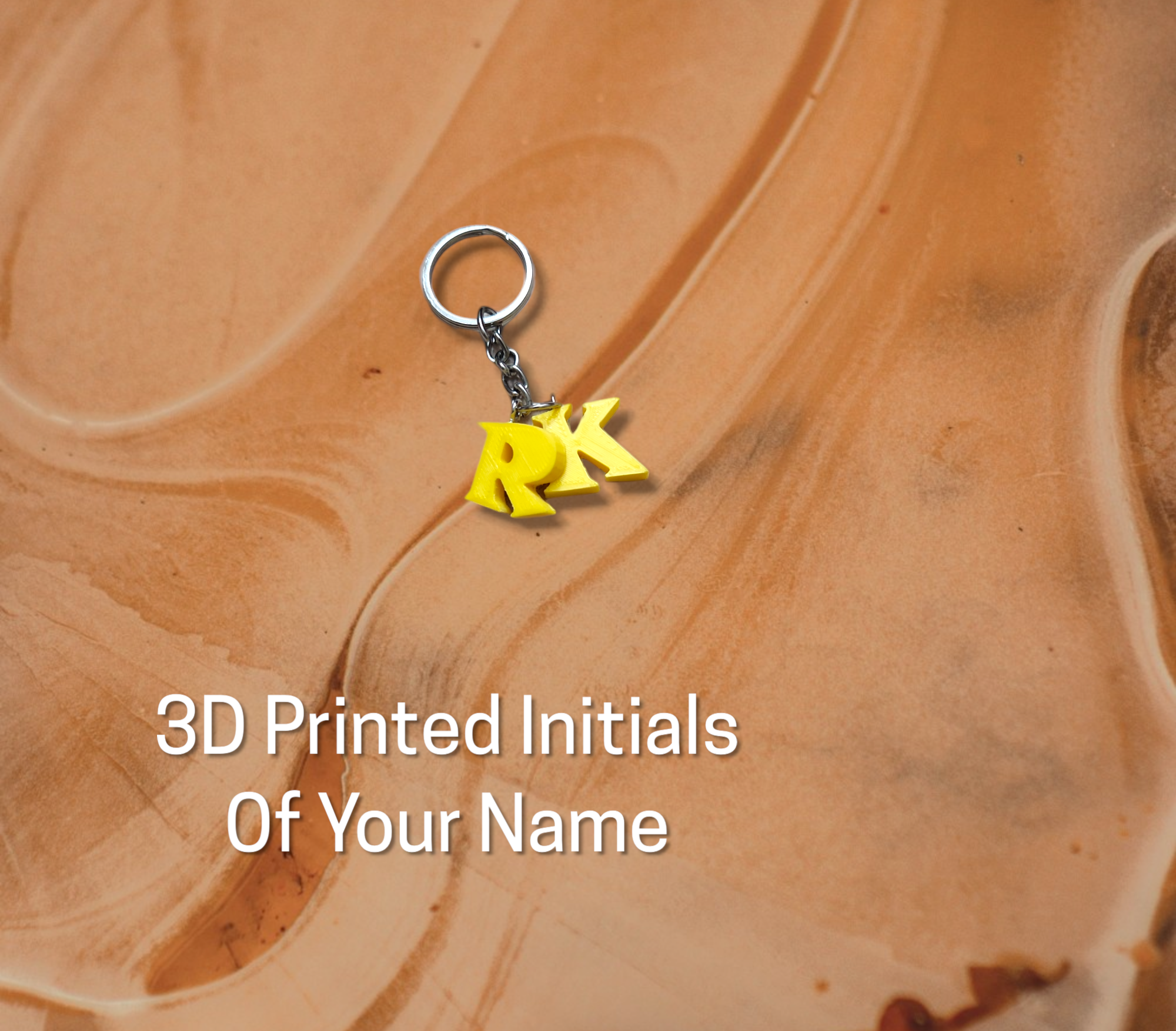 3D Printed Name Initials Personlaised Keychains